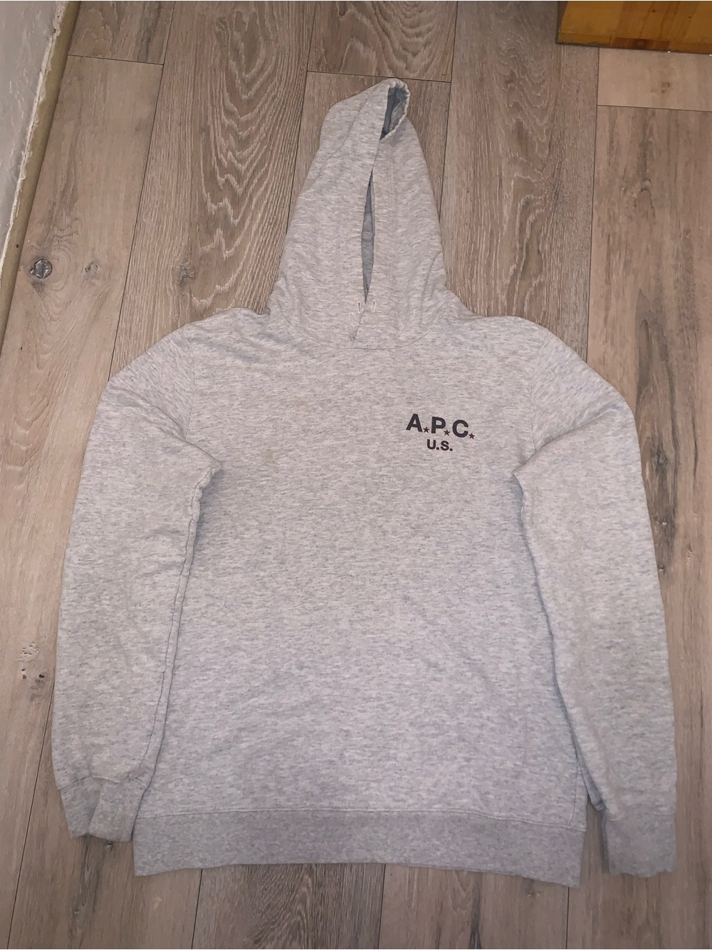 A.P.C. U.S. Star Logo Hoodie Gray Size: Large